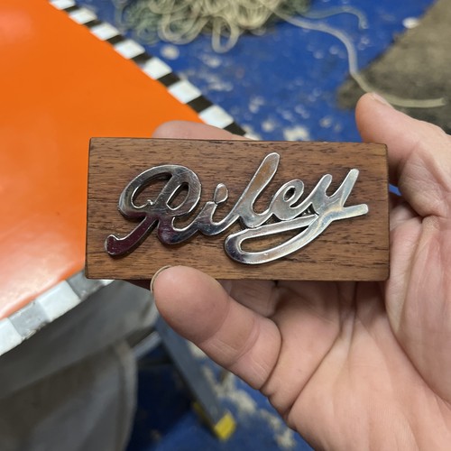 Vintage riley chrome car badge - riley,