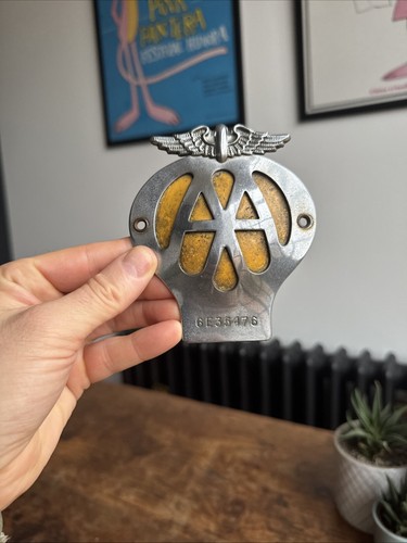 Vintage chrome enamel aa - aa, car
