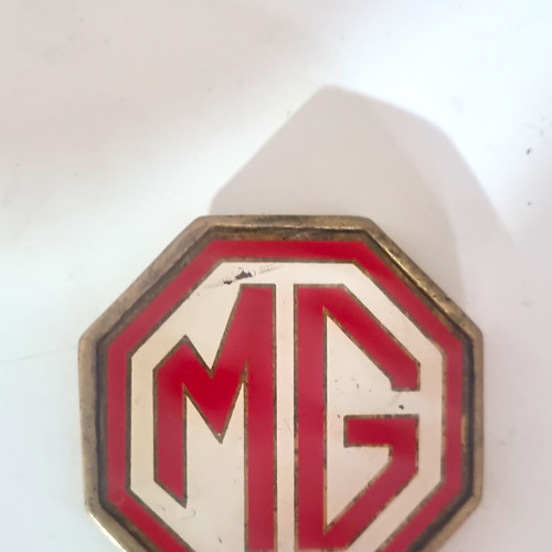 Vintage race car logo brass - mg,